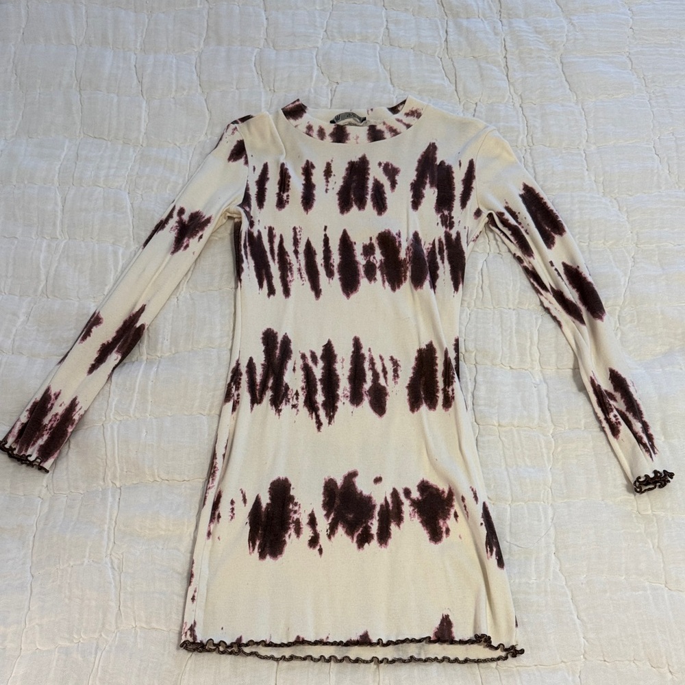 Zara Cream and Purple Tie-Dye Top